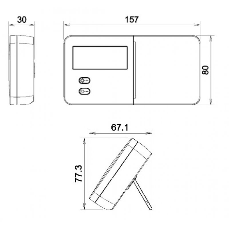 TECH T-9.1 Regulator pokojowy dwustanowy bateryjny przewodowy biały Kod WG.11.0795 