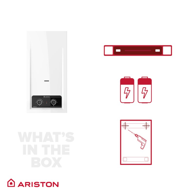 Ariston AKROS R X 1020 Gazowy przepływowy podgrzewacz wody o mocy 19,5 kW na gaz G20 Kod 4332007 