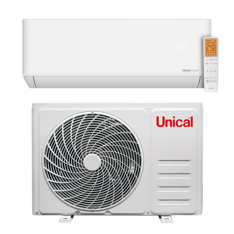 UNICAL FLOWY 9H Klimatyzator ścienny z pompą ciepła i Wi-Fi, o mocy 2,6 kW (jednostka zewnętrzna + wewnętrzna) kod FLWY 9H