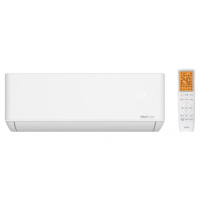 UNICAL FLOWY 9H Klimatyzator ścienny z pompą ciepła i Wi-Fi, o mocy 2,6 kW (jednostka zewnętrzna + wewnętrzna) kod FLWY 9H 