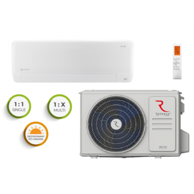 Rotenso Revio Zestaw klimatyzator o mocy 2,6kW jednostka wewnętrzna + jednostka zewnętrzna o mocy 2,6kW Kod Ro26Xi+Ro26Xo 