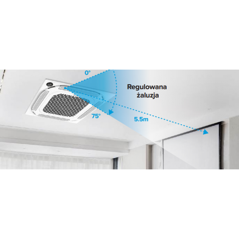 Midea Silm Breezeless Kaseta standardowa Zestaw jednostka wewnętrzna + jednostka zewnętrzna o mocy 14,1kW Kod KMCD-48N8-D3 