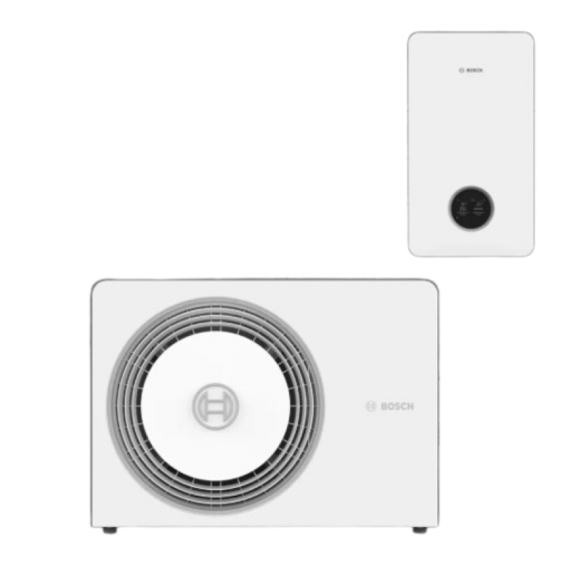 Bosch Compress CS6800iAW 4 ORE-S Pompa ciepła typu monoblok powietrze-woda o mocy 3,9kW z grzałką i modułem wewnętrznym ( biały front z szkła akrylowego) Kod 7738602326
