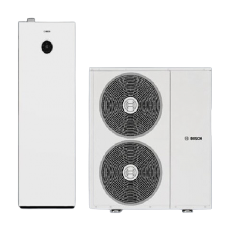 Bosch Compress 3800i AW10 OMH-T Pompa ciepła typu monoblok powietrze-woda o mocy 10,0 kW z stopniowaną grzałką o mocy 9kW oraz z wbudowanym zasobnikiem c.w.u.178L Kod 7724002197