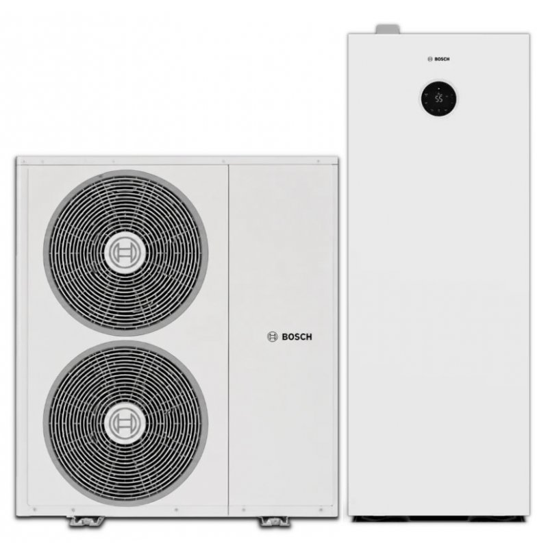 Bosch Compress 3800i AW 13 OM-T Pompa ciepła typu monoblok powietrze-woda o mocy 13 kW z stopniowaną grzałką o mocy 9kW oraz z wbudowanym zasobnikiem c.w.u.178L Kod 7724002184