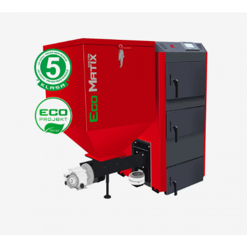 Kołton EcoMatix Kocioł na eko-groszek o mocy 30 kW z automatycznym podajnikiem i zasobnikiem Kod Ecomatix30 
