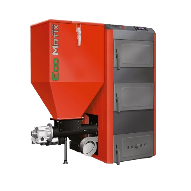 Kołton EcoMatix Kocioł na eko-groszek o mocy 30 kW z automatycznym podajnikiem i zasobnikiem Kod Ecomatix30