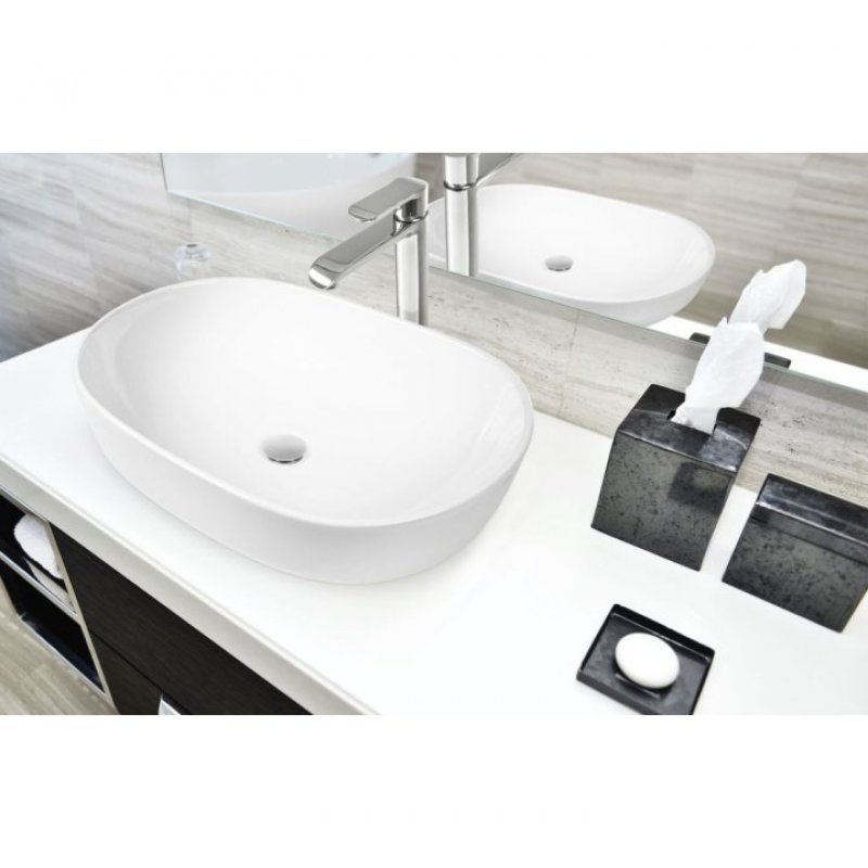 Invena Umywalka nablatowa Korfu 60 cm owalna biała Kod CE-34-001-C 