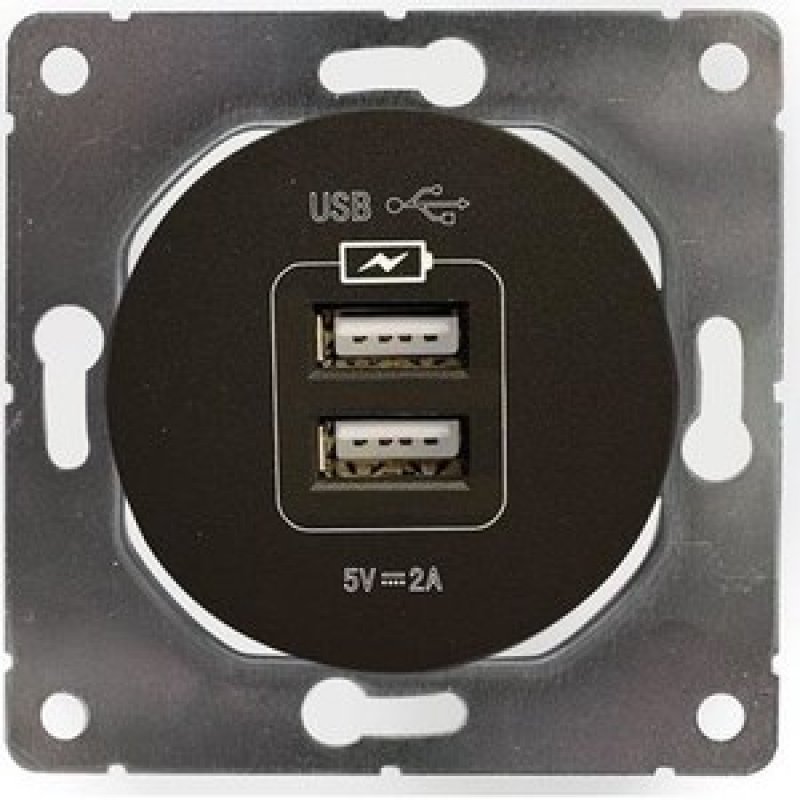 DPM SOUL Gniazdo USB podwójne, czarne, max. 2A KOD SEU1028B