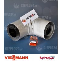 Spiroflex Adapter kolanowy  90° fi 60/100, dwuścienny biały, kolano kominowe SX-TD60/100K90B Viessmann