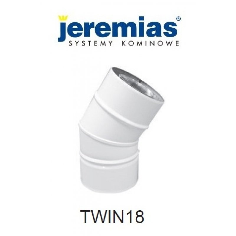 Jeremias kolano spalinowe 30°  fi 60/100, dwuścienne białe, kolano kominowe, TWIN18