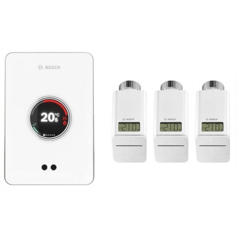 Bosch EasyControl CT200 (biały) Zestaw regulator do sterowania smartfonem + 3 głowice termostatyczne kod: 7736701393