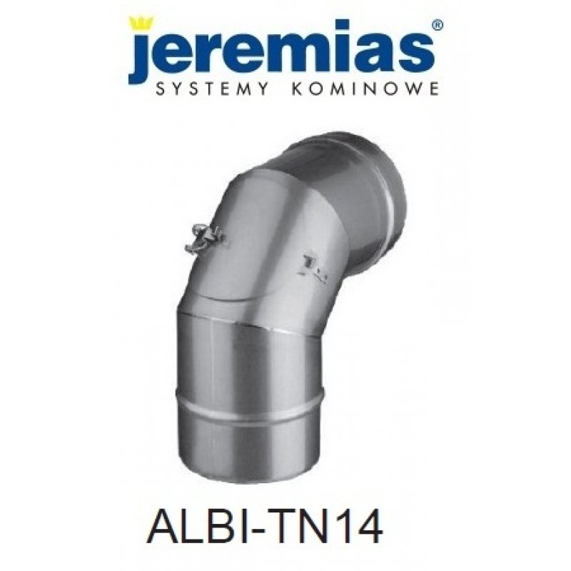 Jeremias kolano spalinowe 87° fi 250 z wyczystką stal nierdzewna, kolano kominowe, ALBI-TN14