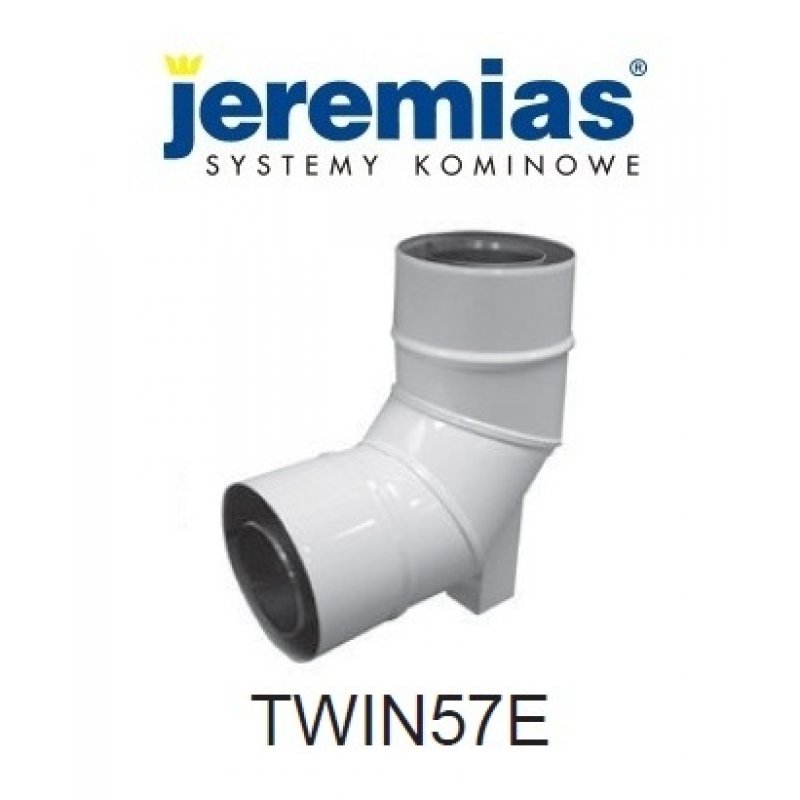 Jeremias kolano spalinowe 87° fi 60/100, z podporą białe ekonomic, TWIN57E