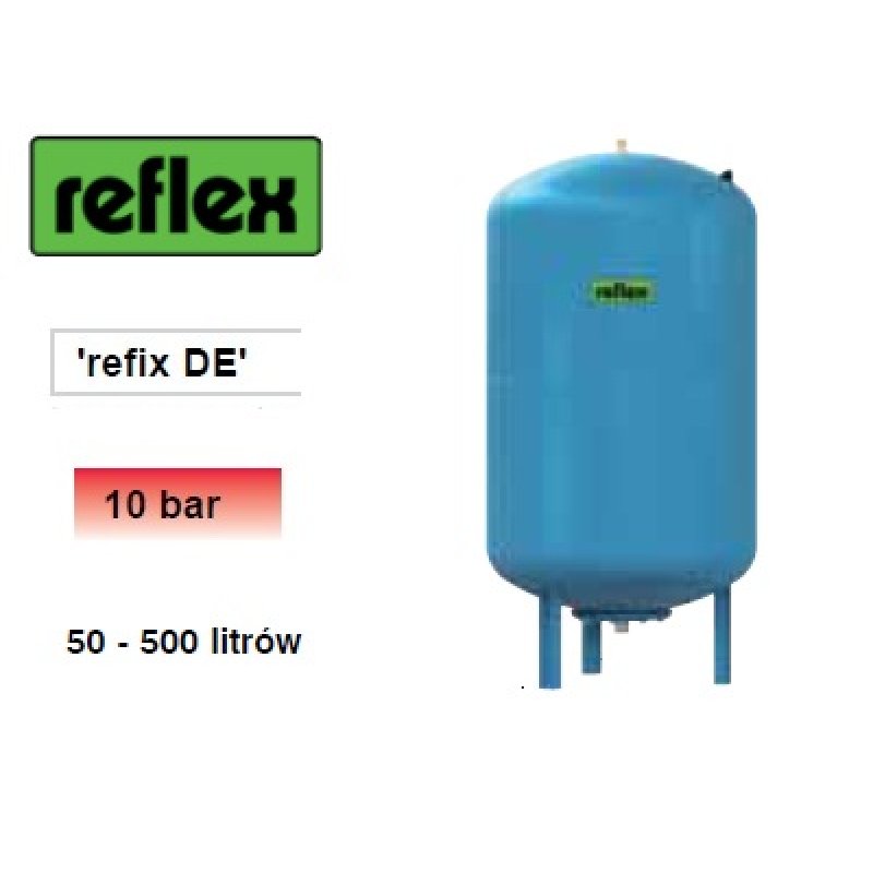 Reflex DE 100 ciśnieniowe naczynie wzbiorcze, przeponowe do wody pitnej kod 73.06.600